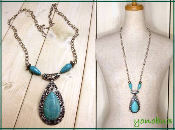 大粒ターコイズネックレス*エスニックアクセサリー*ネイティブ