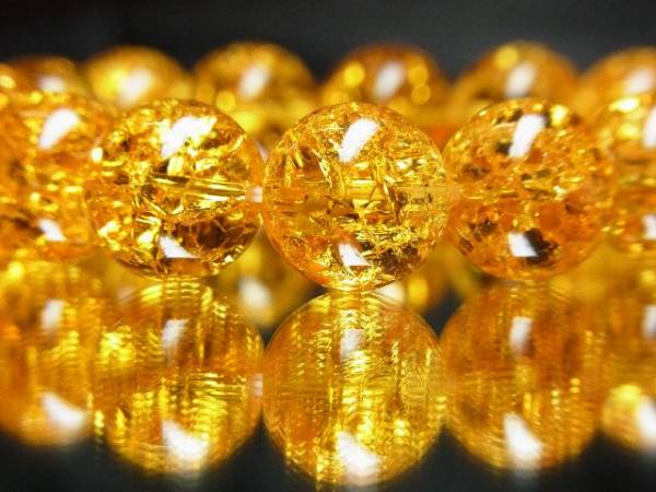 キュウリ【超大玉16.5mm】高透明 シトリン ブレスレット 内径17cm