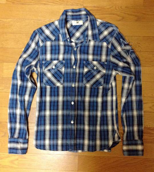 Mエムスター インディゴチェックウェスタンシャツ Sサイズ