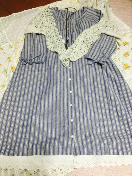 SM2☆前開きストライプレースワンピース☆美品