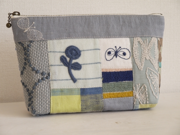 ハンドメイド☆ミナペルホネンパッチ*bonheur*通帳*ポーチ