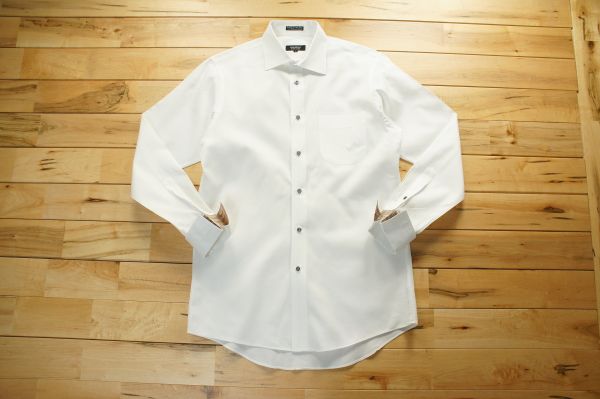 W9157*バーバリーブラックレーベル*ダブルカフス/長袖シャツ/白