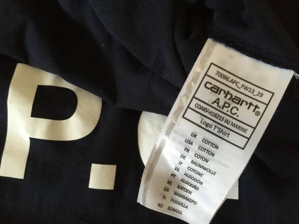A.P.C. Carhartt コラボ Tシャツ ネイビー supreme AURALEE