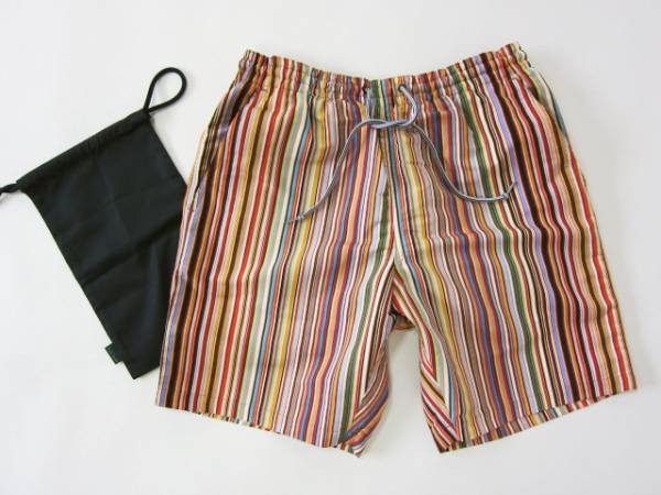ポールスミス新品！マルチストライプ柄スイムパンツXLポーチ付き