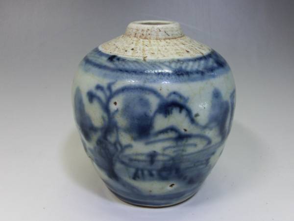  花瓶 古い染付山水図小壷 中国 時代物 花器 骨董品 古美術(染付)｜売買されたオークション情報、yahooの商品情報をアーカイブ公開 - オークファン 骨董陶磁器一般