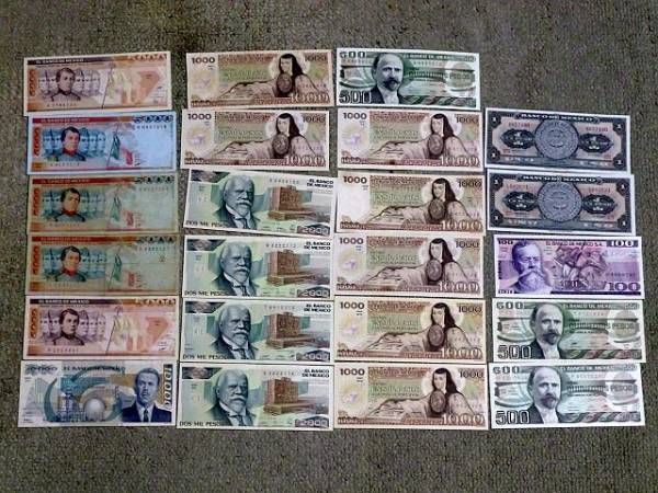 旧紙幣 メキシコ ペソ（MXN）のセット 10000ペソほか(世界)｜売買