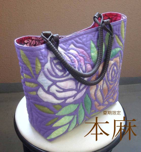 ■Handmade・ハワイアンキルト・夏期限定・本麻のトート■