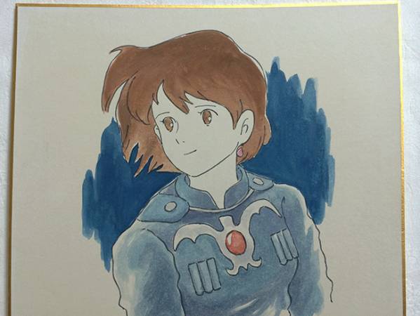 宮崎駿 風の谷のナウシカ 直筆サイン色紙 肉筆画(サイン、直筆画