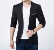 新品メンズ薄手テーラード ジャケット 1ボタン 黒S