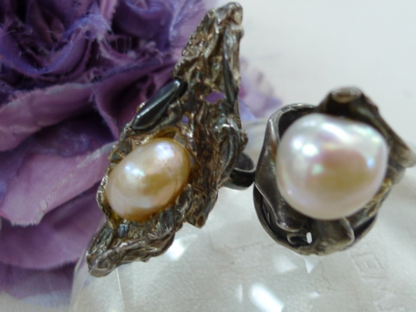 ◆特大バロックパールリング◆指輪2点◆素敵◆ユP3201◆