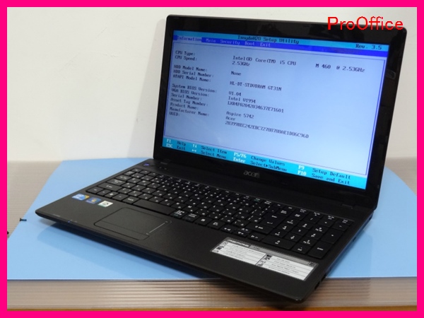 Core i5/光沢15インチ/ワイヤレスLAN　aser ASPIRE 5742 (No85)