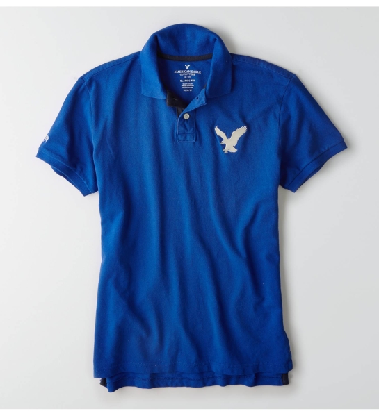 〓アメリカンイーグル/XXL/AEO Eagle 鹿の子ポロシャツ (D.Blue)
