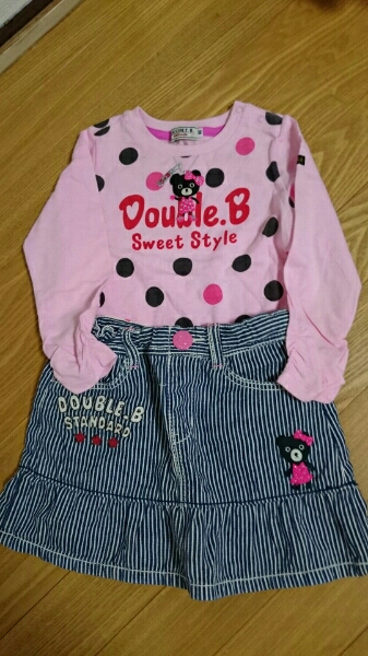 新品ミキハウスダブルB　B子ちゃん　うさこ　スカート長袖ロンT