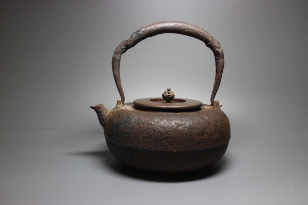 『燈』【龍文堂・姥口平丸鉄瓶】純銀銀瓶湯沸亀文堂煎茶道具