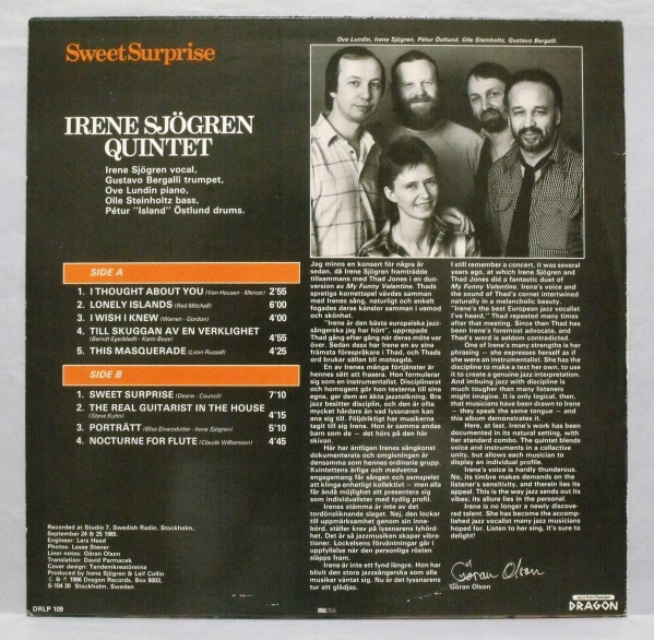 ◇スェーデン◇オリジ IRENE SJOGREN QUINTET 北欧州サバービア