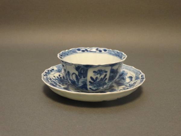 SAWAN3404 ◎中国・清時代 染付鹿図カップ＆ソーサー