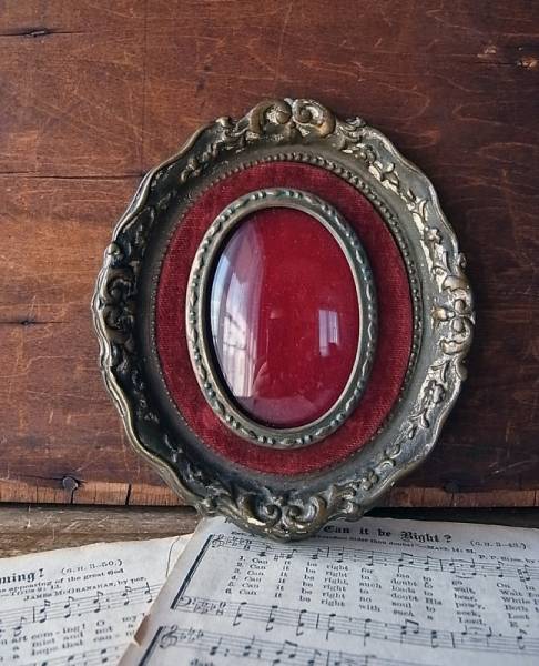 フランスアンティーク ガラスフレーム 額 写真立て ドームガラス