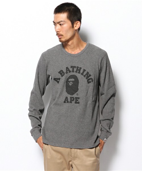 新品本物 カレッジ猿ロゴサーマル　LONG SLEEVE TEE グレーXXL