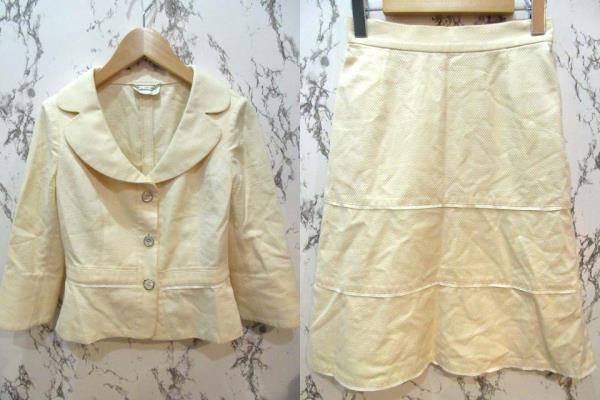 ハロッズ Harrods セットアップ スカート スーツ 7分袖 オフ白 1