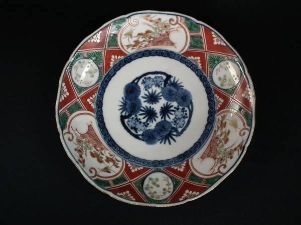 古伊万里色絵二重渦福七寸皿
