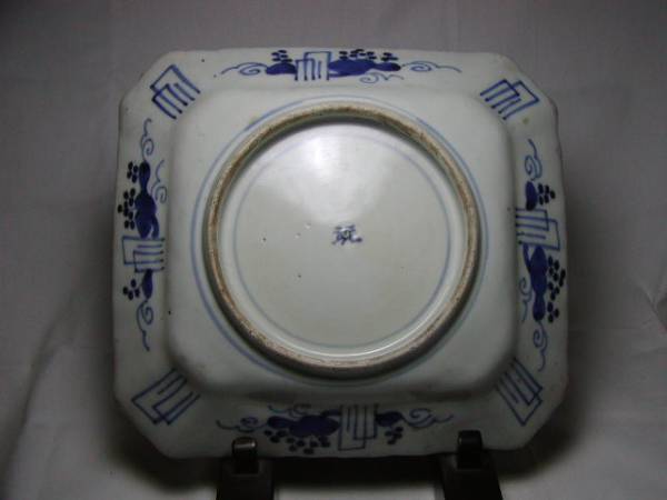 極上 古伊万里 唐草染付角皿 無傷 江戸期（急須茶心壷茶壷）