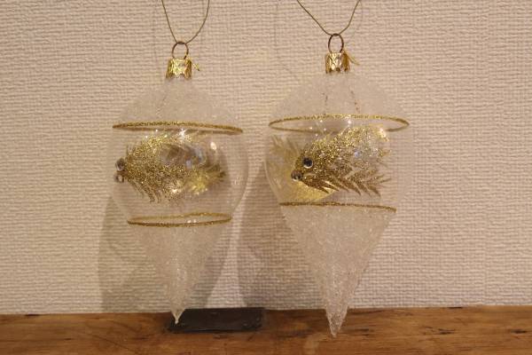 ★ガラス製★高級ペアシェイプオーナメント5点セット【希少】