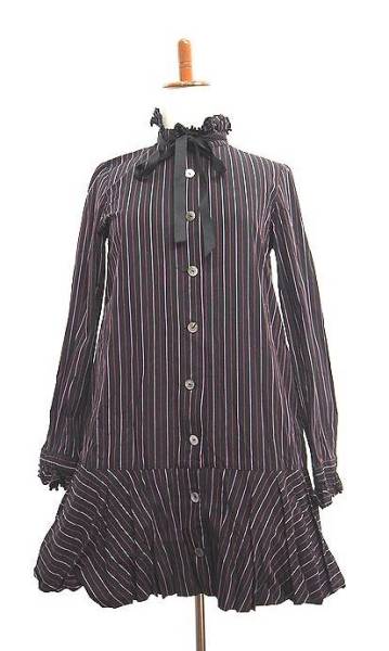 MILｋ ストライプシャツワンピース ドレス ミルク