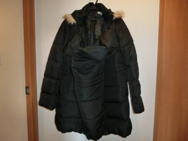 a・i・n ママコート/ダウン だっこでもおんぶでもOK! 黒Lサイズ