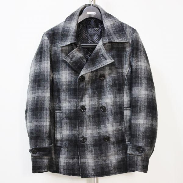 ジャックローズ Luv maison チェック 中綿 ウール Pコート Sz.L