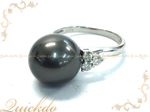 宮崎真珠 指輪 トップ パール ダイヤ pt900 女性用 SV系