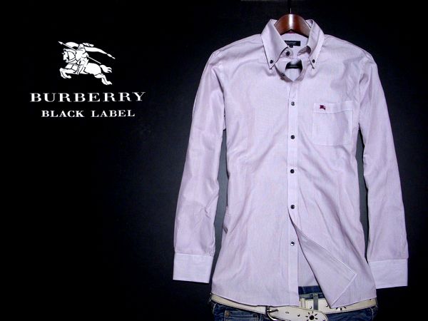 ■バーバリーブラックレーベル■ストライプ 長袖シャツ ロゴ刺繍