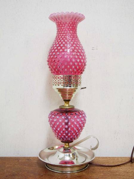 c251★ビンテージ ボブネイル ミルクガラス ピンク 照明 ②