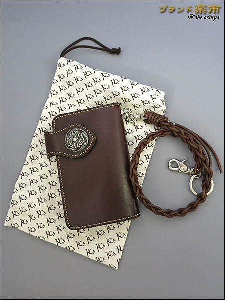 KC，s*ケイシイズ レザー二つ折り財布 ストラップ付*茶 送料込