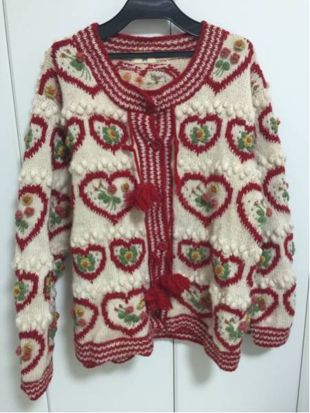 シュガー 手編み豪華ハートお花カーディガン