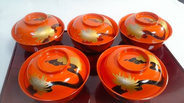 【未使用】天然木地 漆器 蓋付き 汁椀 お吸い物椀 骨董 KU-101