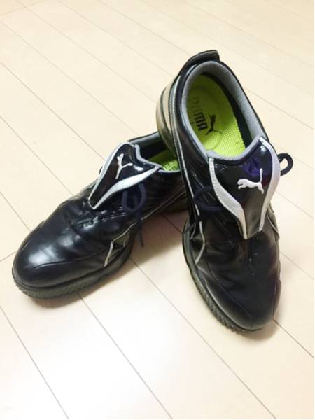 【puma】プーマゴルフ★シューズ★黒/シルバー★中古★26.5