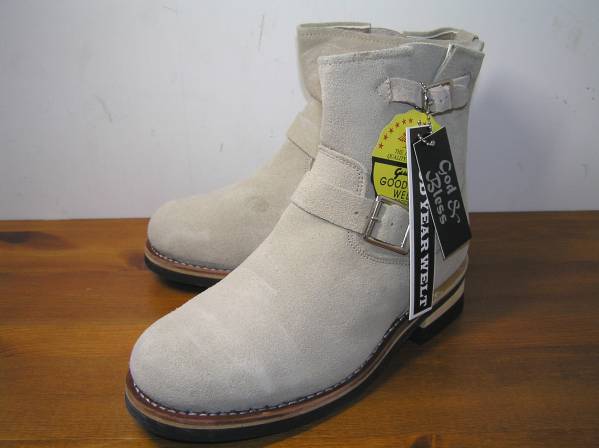 G&Bオール本革STEELTOEエンジニアブーツ SHORT ベージュ 27.5cm