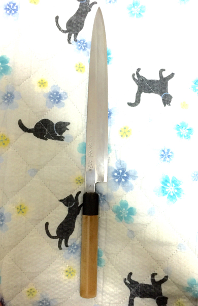 正本柳刃包丁 刺身包丁 和包丁 9寸 築地正本☆柳刃刺身包丁☆9寸☆青鋼☆ 築地正本青鋼柳刃刺身包丁になり