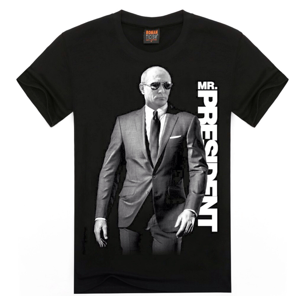 3DTシャツ ホワイトプリントT 黒 Black プーチン