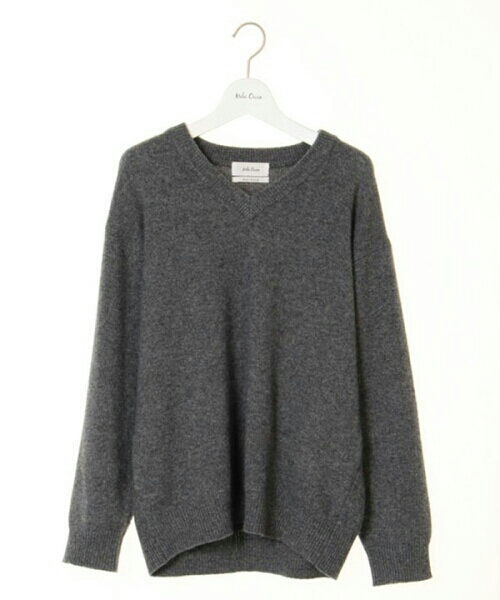 美品 完売ミラオーウェンルーズVネックニット グレー