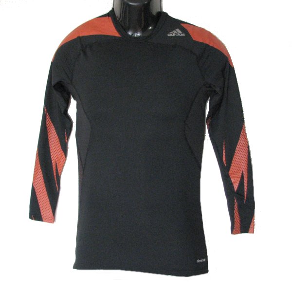 新品●送料無料●adidas黒×オレンジtechfitロングスリーブ(M)