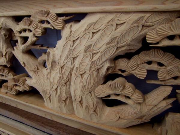 ☆金融管財品 豪華彫刻 刻印有 欄間 桧 2.5 縁起物 鶴亀 2間