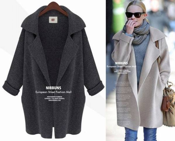 上品でリッチな雰囲気★BIG襟可愛いゆったりニットコート♪DGR