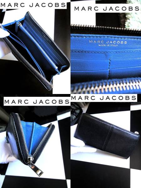 正規 極美品 MARC JACOBS 長財布 レザー ラウンドジップ 5万 黒