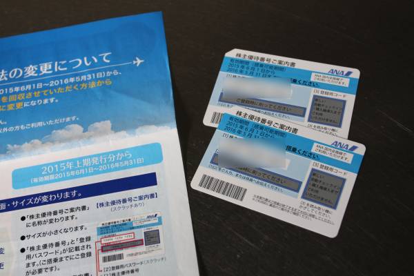 ANA株主優待券（番号） 利用期限5月31日迄　2枚セット