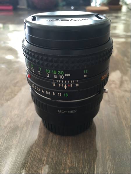 ミノルタMDロッコール50mm F1.4・Eマウントアダプター付き MC ROKKOR