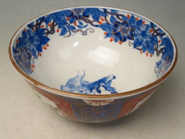 超お得 古伊万里 色絵染錦 仙人 花鳥 飾鉢 富貴長春 江戸後期 4025J