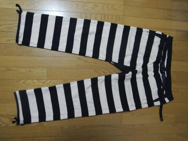 38 ウエストライド ボーダー スウェットパンツ 囚人 XL ウエストライド