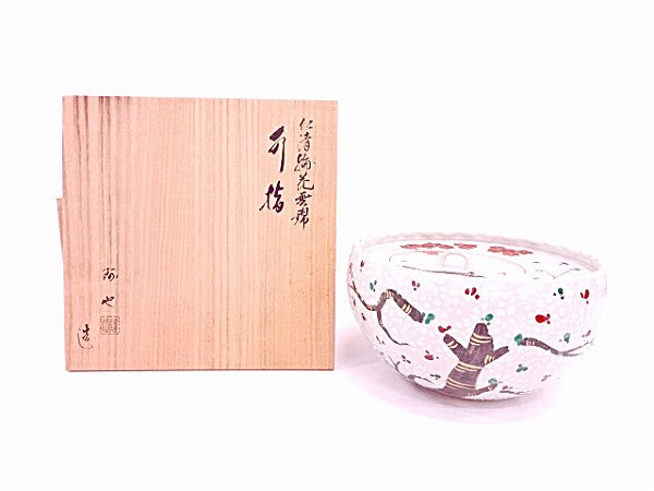 ★中古品★茶道具　福森阿也造　仁清輪花雲錦水指（共箱） Yahoo!オークション 「福森阿也」の落札相場・落札価格 福森阿也の雲錦水