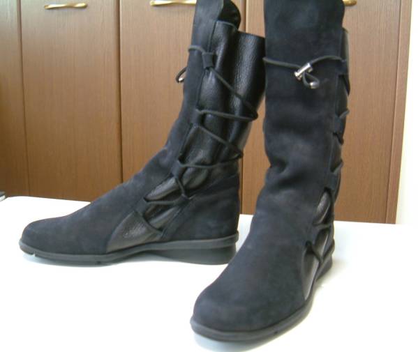 arche(アルシュ) 革×スエード ショートブーツ 35 22.5cm 黒 アルシュ